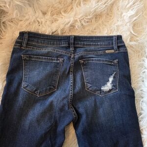 KanCan Dark Blue Skinny Jeans with Distressed Back Pocket